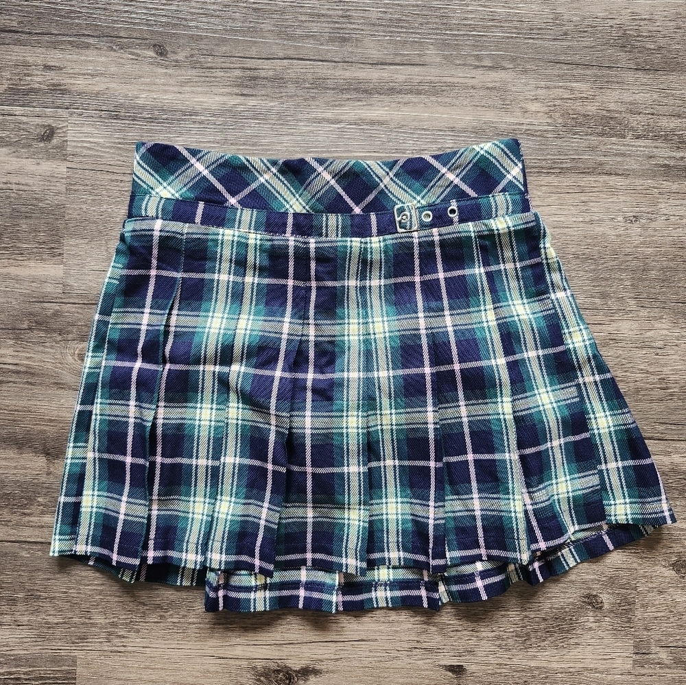NWOT Y2K Limited Too Plaid Pleated School Skirt Skort - Blue, Green, And Pink